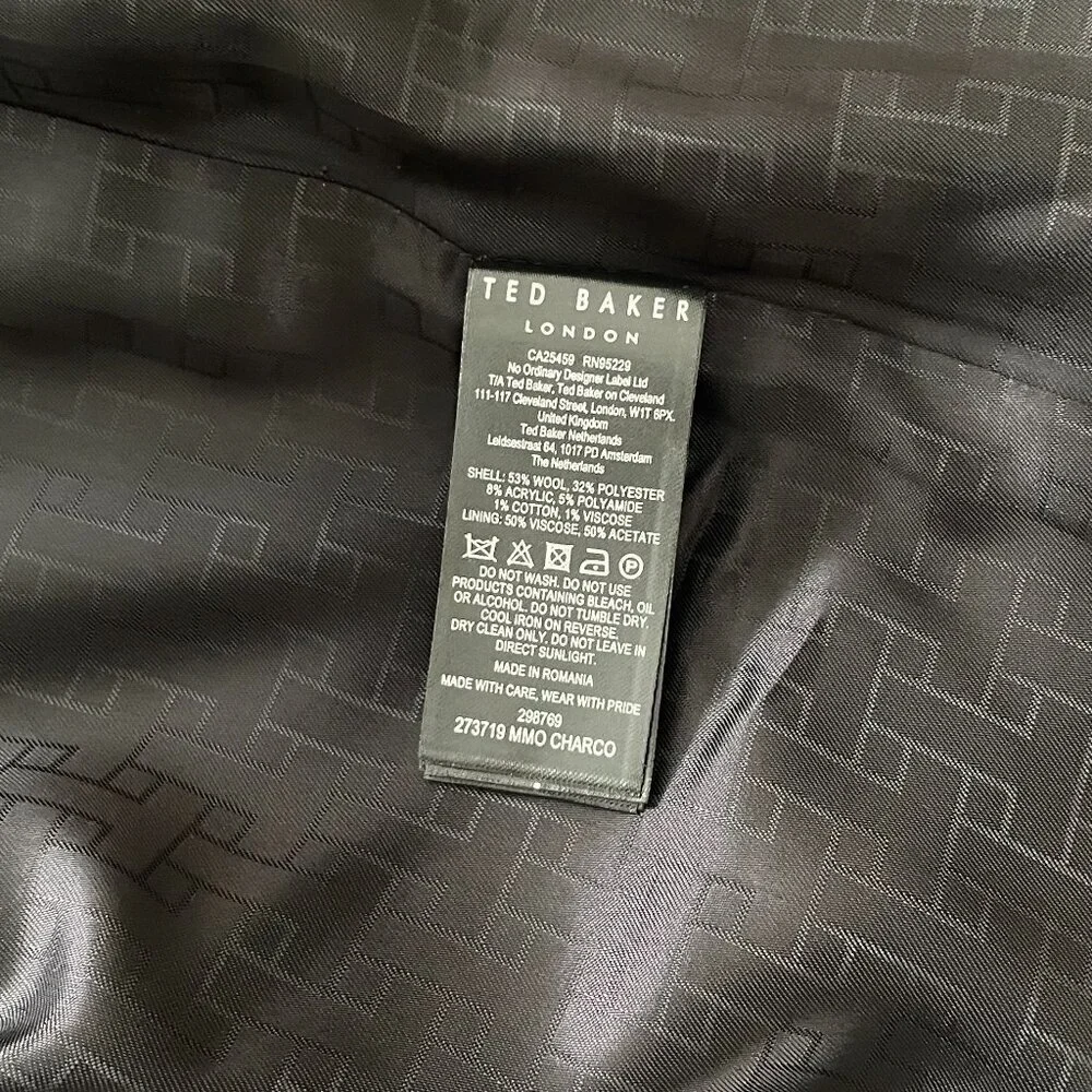Ted Baker 273719 Mens Olive Green Wool Blend Peacoat Size 2 (M)